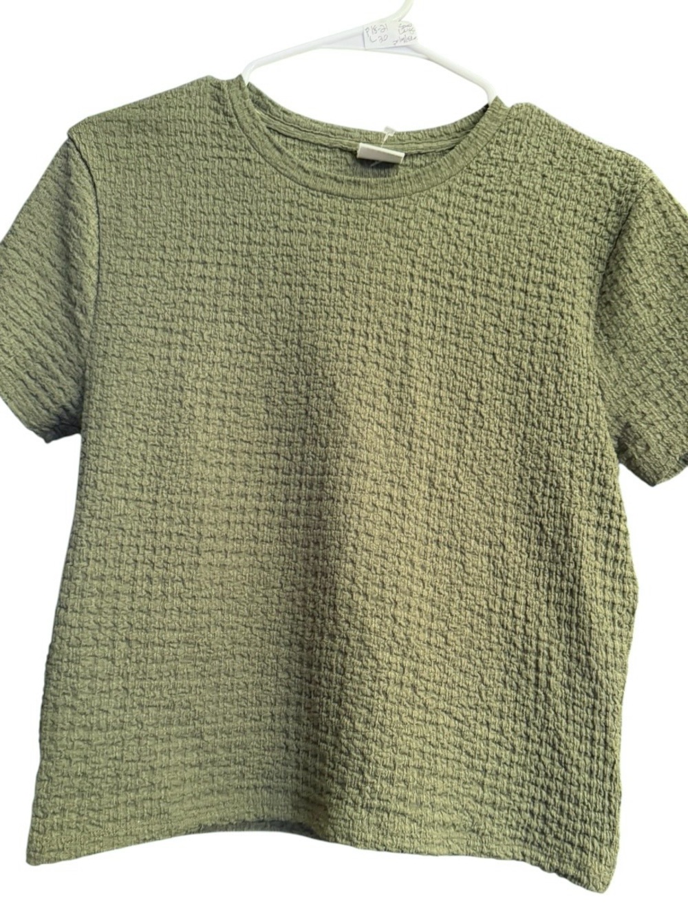 Abercombrie & Fitch Olive Textured Short-Sleeve Top